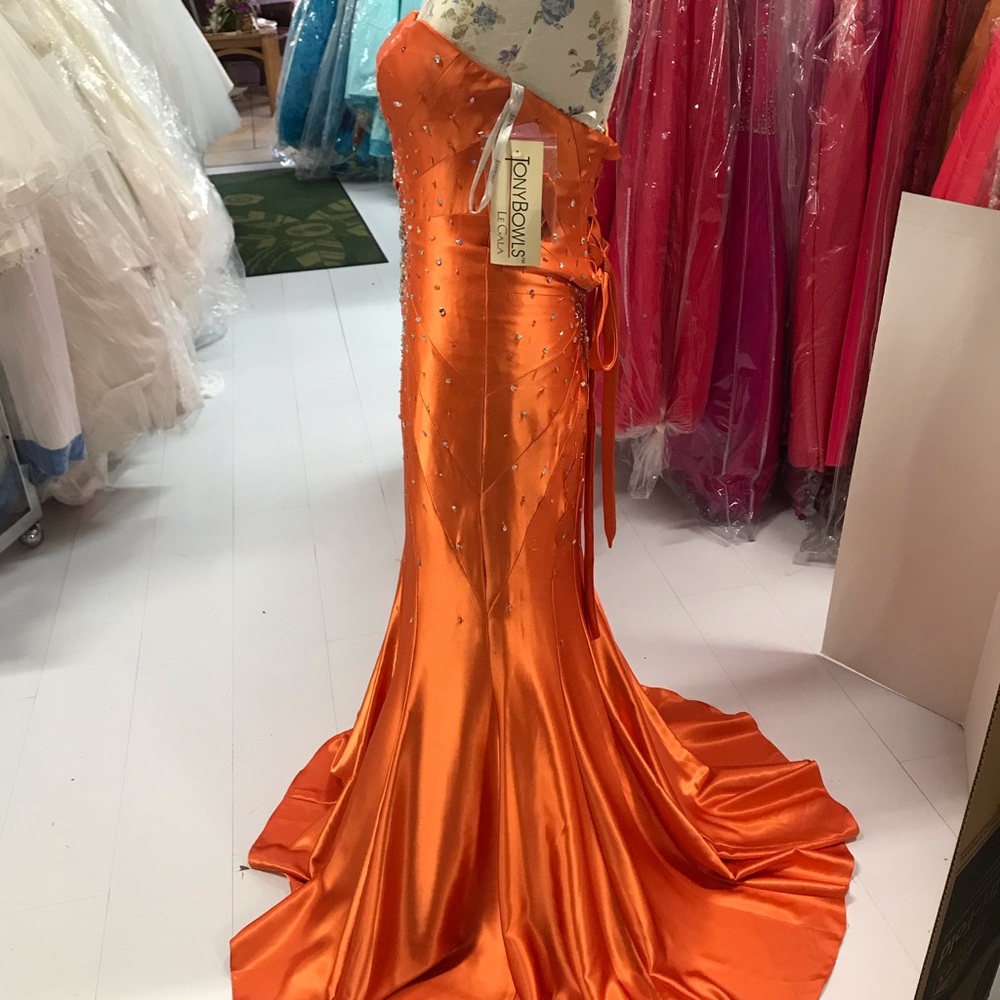 Homecoming dress Tony Bowls corset orange size 4 - Picture 6 of 8